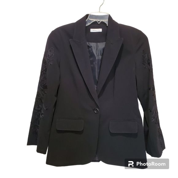 Coldwater Creek Black Soutache Boyfriend Jacket Embroidered Sleeves P12 - Picture 1 of 8